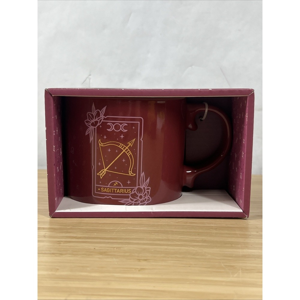NEW Burgundy & Gold Sagittarius Zodiac 18oz Mug With Gift Box. Coffee‎ Mug.